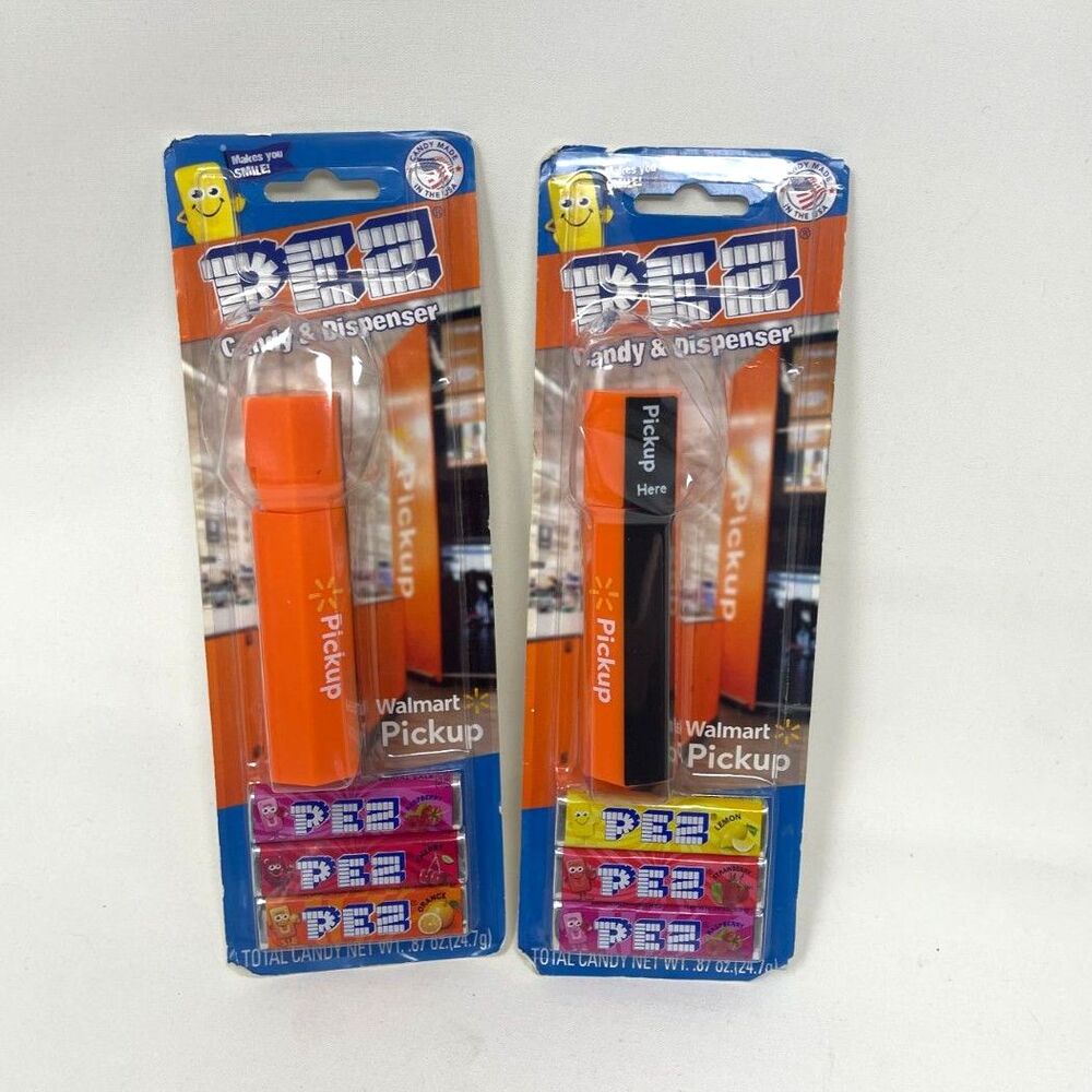 2 Pez Walmart Pickup Candy Dispenser Near-Mint Walmart "Makes You Smile" PROMO